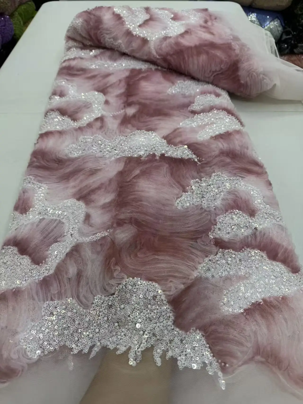 

African Nigerian 2025 Latest High Quality With Tulle Sewing Lace Fabric Guipure Embroidery Dresses Sequins 5Yards JY486