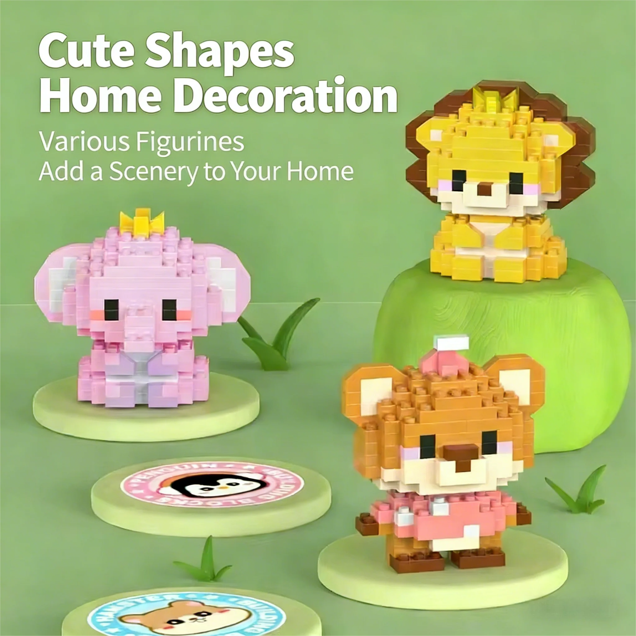 مكعبات بناء صغيرة على شكل حيوانات مكونة من 12 أنماط من مادة ABS ألعاب بناء تمثال كرتوني لطيف للأطفال والكبار هدية عيد الميلاد والكريسماس