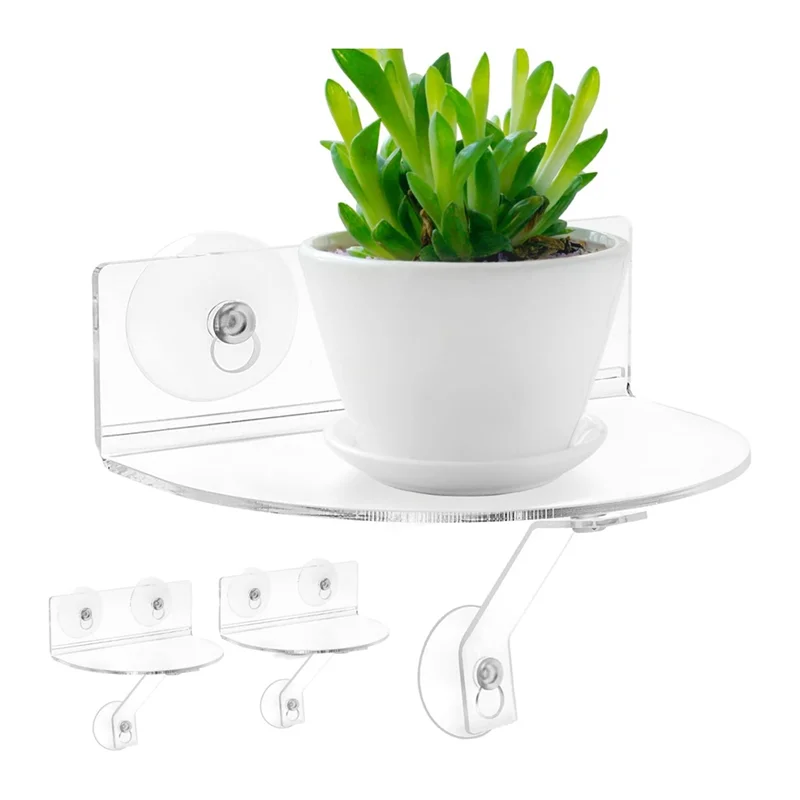 

RMWIN-Clear Acrylic Window Plant Shelves With Suction Cups For Plants, Camera, Picture Frame