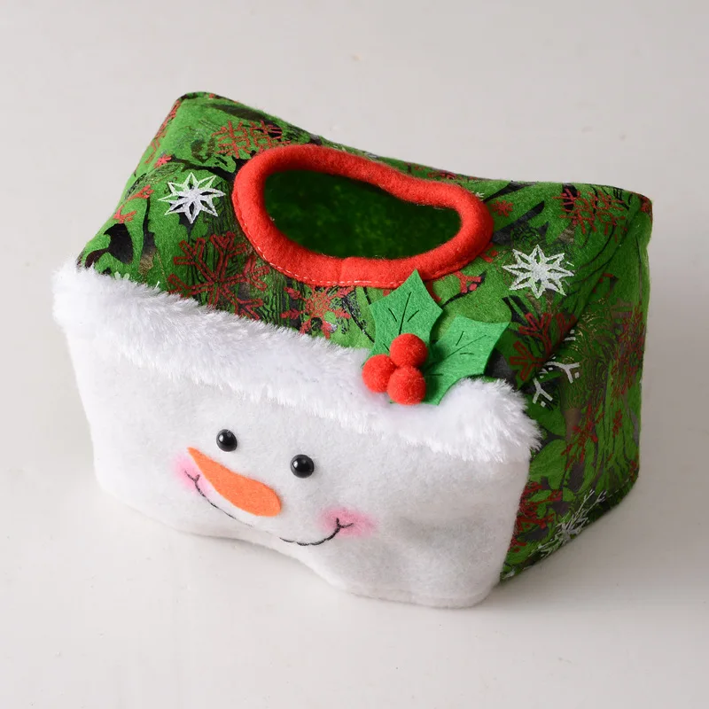 

Home Christmas Tissue Paper Holder Case Boxes Red Green Santa Claus Toilet Paper Cover Bag Christmas Party Decor Desktop Decor