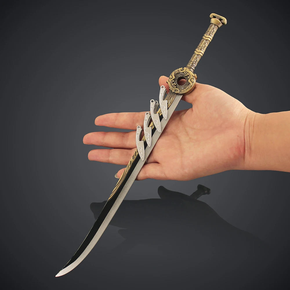 Han Li-modelo de espada antigua, cóctel dorado, hoja madre, modelo de Metal periférico, adornos de decoración de escritorio, regalos de cumpleaños, Juguetes