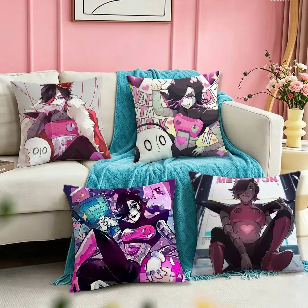 GAME Mettaton EX Anime Pillow Case Square Double-Sided Sofa Cushion Cover Bedroom Bedside Pillow