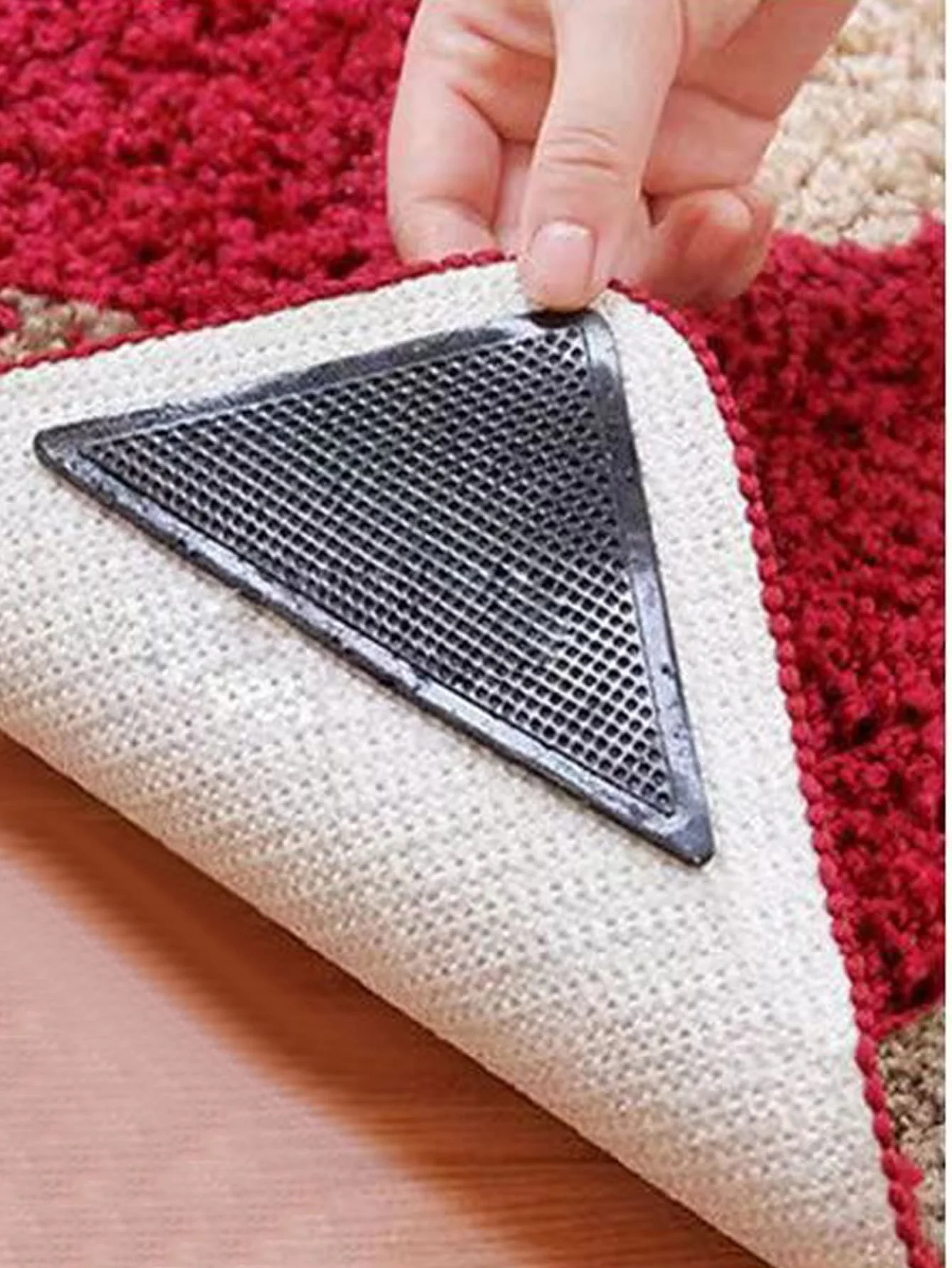 4 pieces of carpet anti-slip stickers washable anti-slip stickers bathroom kitchen triangle mat carpet fixed stickers home decor