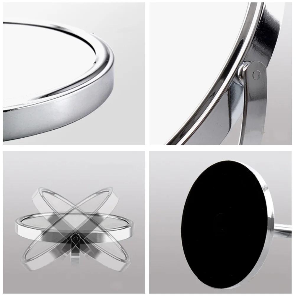 กระจกแต่งหน้า 1 ชิ้น ขนาด 4 นิ้ว ทรงกลม กระจกสองด้าน สำหรับวางบนโต๊ะ ใช้ในห้องนอน ห้องน้ำ สำหรับผู้หญิง ใช้ในชีวิตประจำวัน สีเงิน