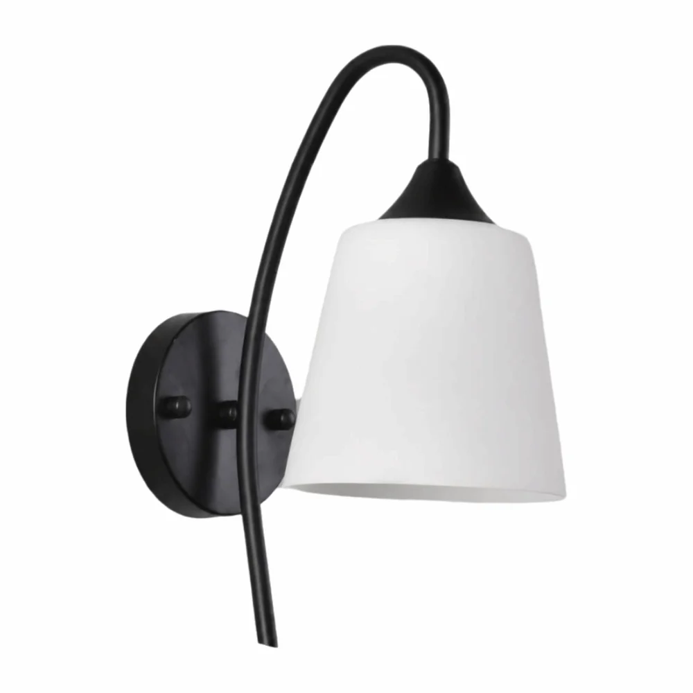 Matte Black Finish Wall Light Fixture Milky White Glass 110-220V Wall Mounted Lamp E26 Socket Bulbs Not Included