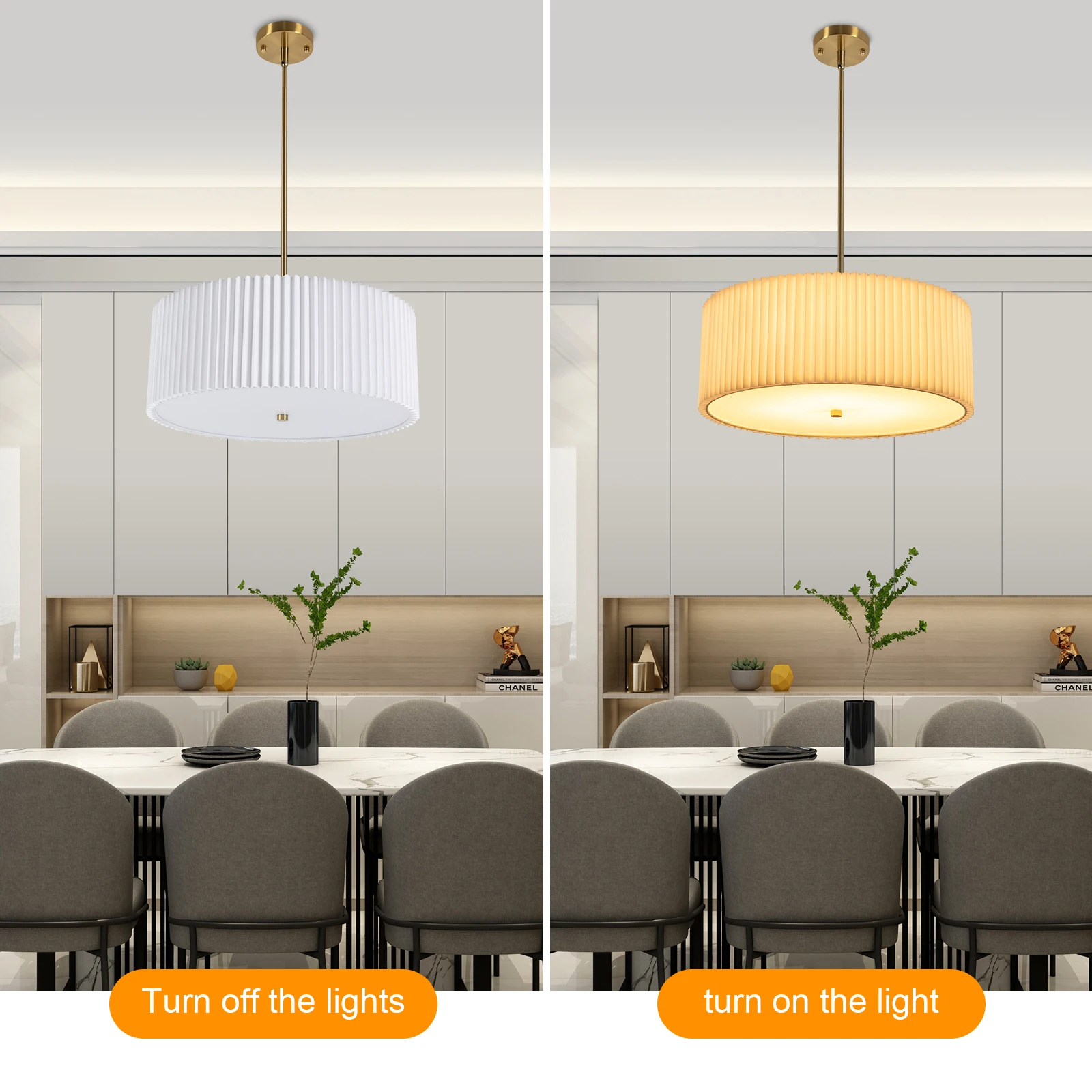 White Round Pendant Light (45cm) | Ceiling Mount, 4*E26 Sockets, For Dining/Living Room 45cm Round Pendant Light