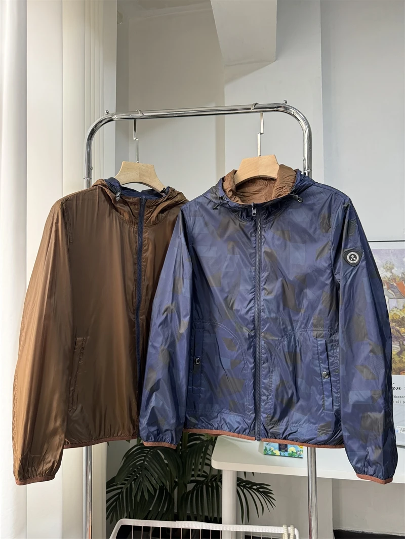 

Double-Sided Men's Jaet Spring Autumn Camouflage Sle Faionable Casual Versatile Top Trendy Haome Hooded Coat