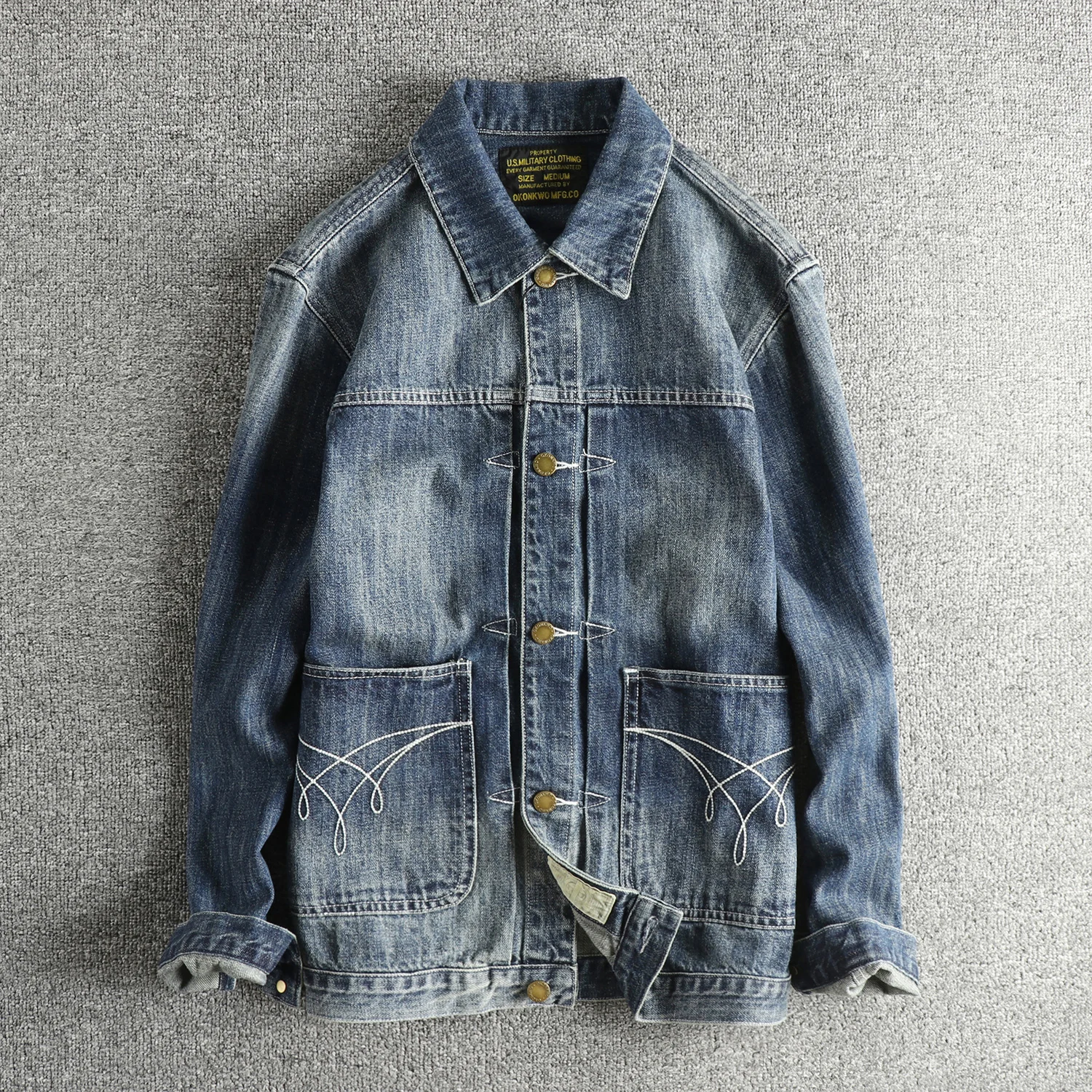 

Ami Kaji heavy wash old retro denim shirt men's loose trendy youth jacket