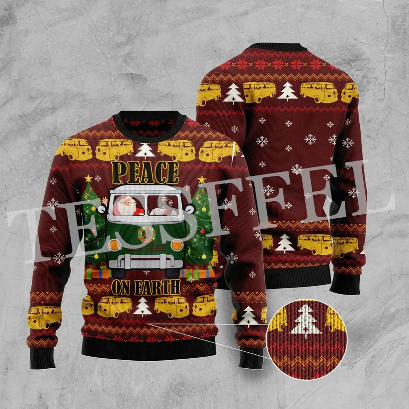 Santa Claus Pets Cotton Christmas Funny Knitted Ugly Sweater Vintage Winter Casual Harajuku Pullover Retro Long Sleeve 3DPrint V