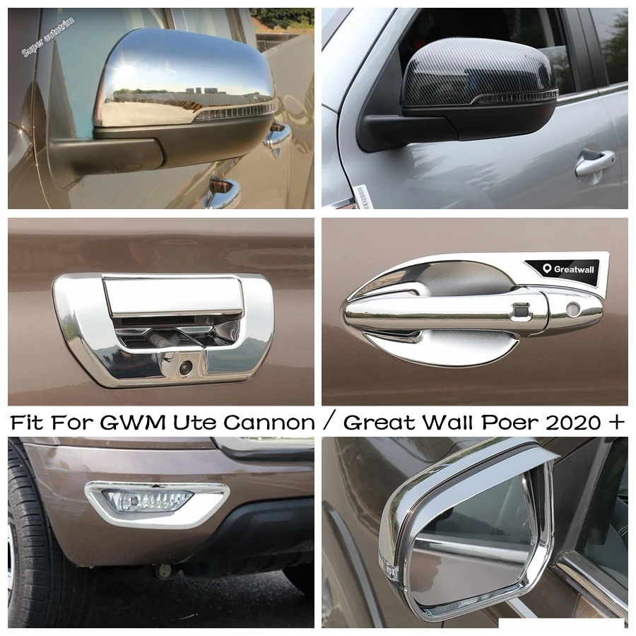 

Door Handle Bowl / Rearview Mirror Cap / Front Fog Light Cover Trim For GWM Ute Cannon / Great Wall Poer 2020 - 2022 Accessories