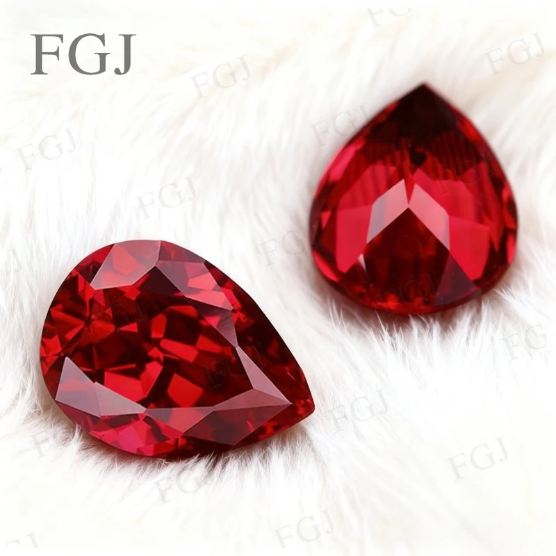 

Выращенные в лаборатории рубиновый голубь, кроваво-красная груша, свободные бусины из драгоценных камней для свадьбы, обручальные кольца, серьги, дизайн для изготовления ювелирных изделий