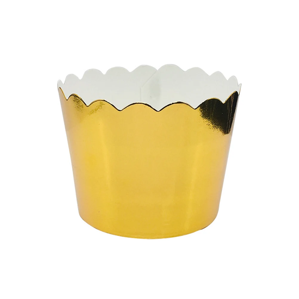 

100 Pcs Colorful Baking Cups Cake Stands Accessory Gold Wrappers for Cupcakes Muffins Sweets Cakes Chocolate Desserts Party