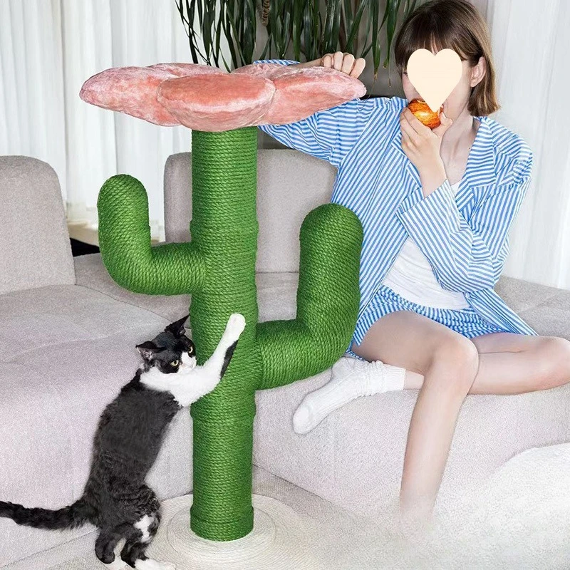 Factory Direct 2026 Cactus cat climbing frame & flower cactus cat tree & integrated vertical shelf large and small trunk wear-re