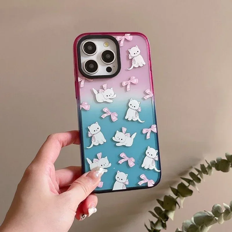 

Swan Bowknot 2.0 Acrylic Colorful Border Phone Case Cover for iPhone 11 12 13 14 15 Pro Max Case