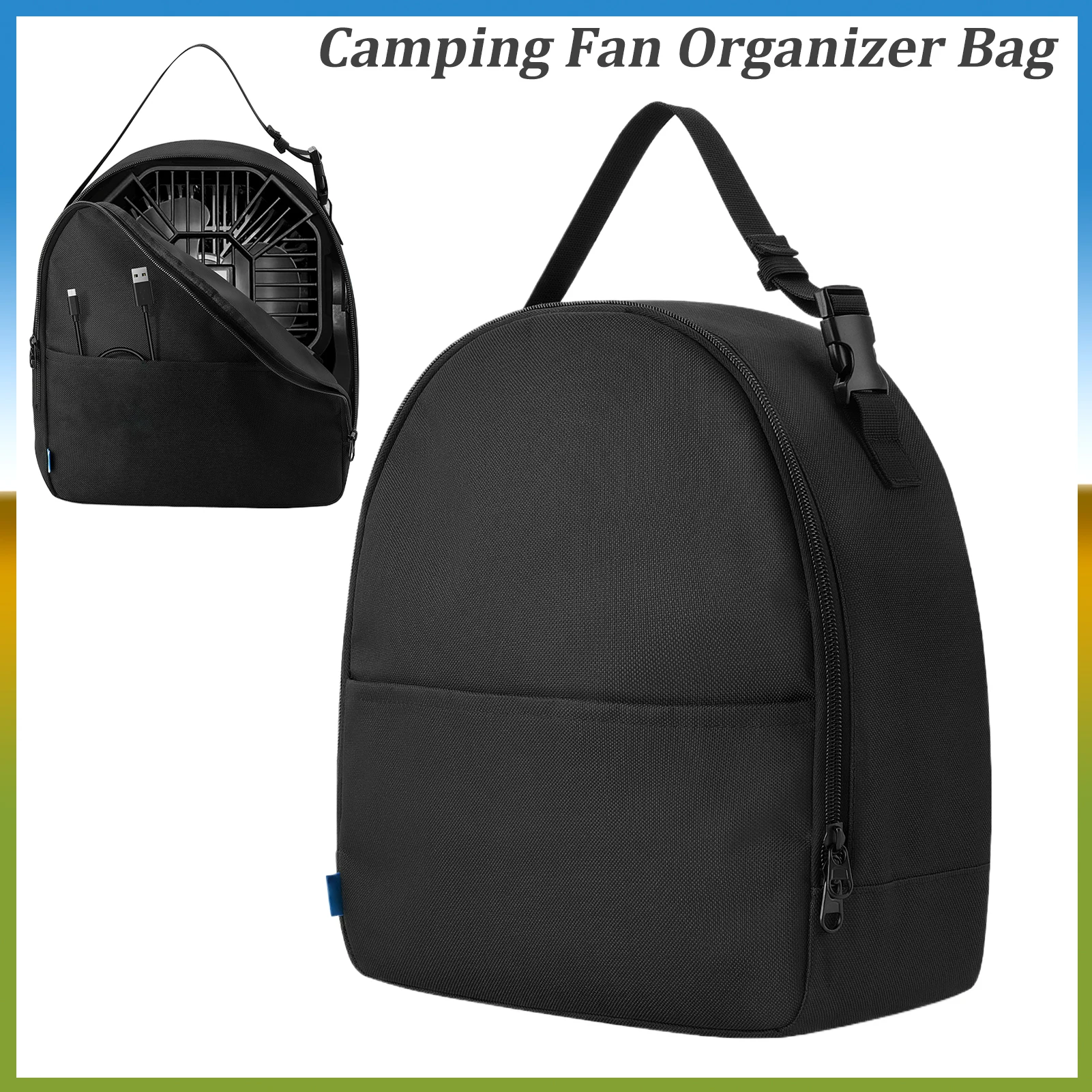 

Small Tool Pouch Antidrop Cooling Fan Storage Case Electronics Protective Case Zippered Pouch With Adjustable Handle For Campinp