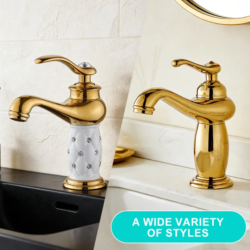 MOLI Bathroom Sink Faucet Gold Basin Single handle Faucets Diamond Water Mixer Crane Hot Cold Chrome Bath Brass Mixer Tap ML201