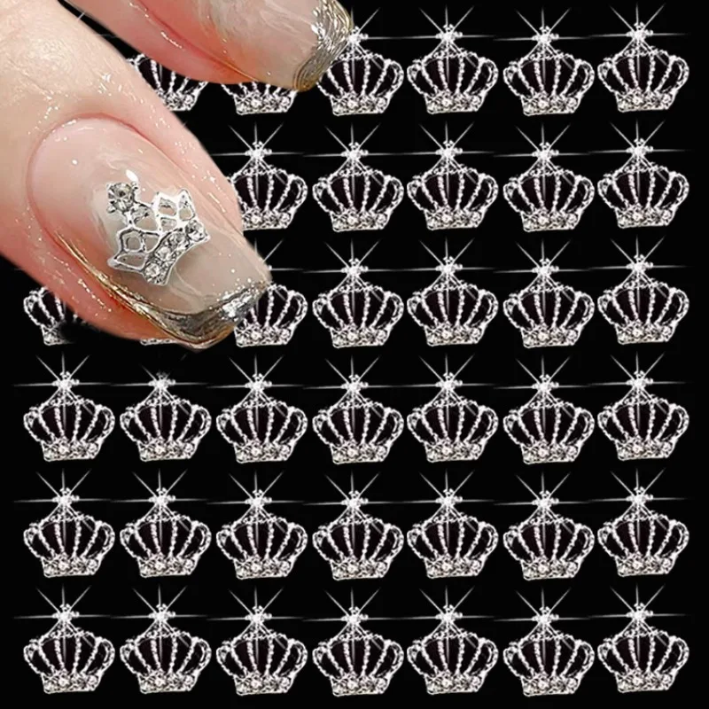 10p-30cs Glitter Diamond Crown Nail Art Stickers Gems Charms Crystal Nail Studs for Women Girls Nail Design Decoration Decals