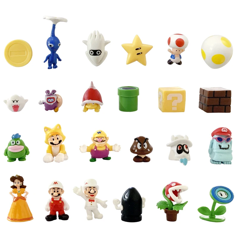 Super Mario Bros PVC figurines modèle jouets 2-8CM mignon Mini Anime Figure 18/48 pièces ensemble avec sac de rangement cadeau d'anniversaire pour les enfants