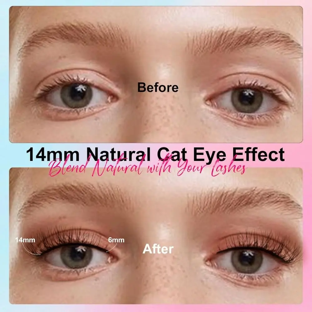 Pre Glued Self Adhesive Eyelashes Natural Look Glueless Natural Lashes C-Curl 8-11MM Wispy Cat Eye False Eyelashes Eye Extension