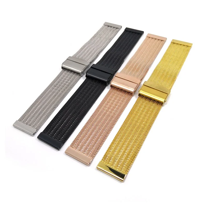 0.6mm Mesh Watch Strap 18mm 20mm 22mm 24mm Stainless Steel Watch Band for Women Men\'s Bracelet Embossed Metal Wristband for DW