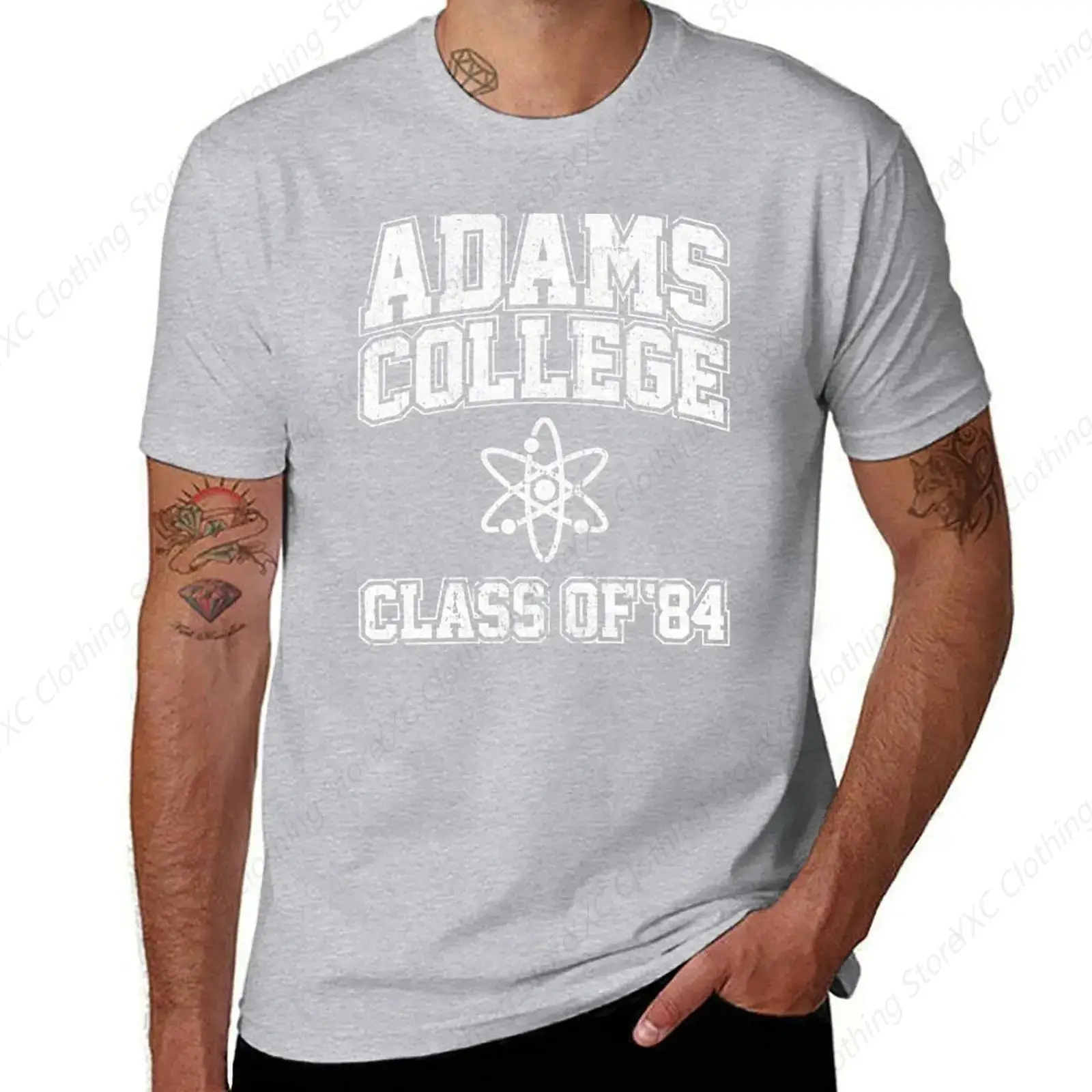 Adams College Class men's T-shirt- Short Sleeve Crew Neck Soft Fitted Tees S - 6XL Fresh Classic Basic Tshirts