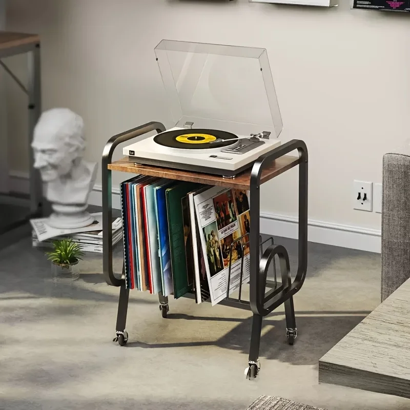 Metal Record Player Stand with Storage Rack Multifunctional Vinyl Record Holder Living Room Furniture Home Room Decoration