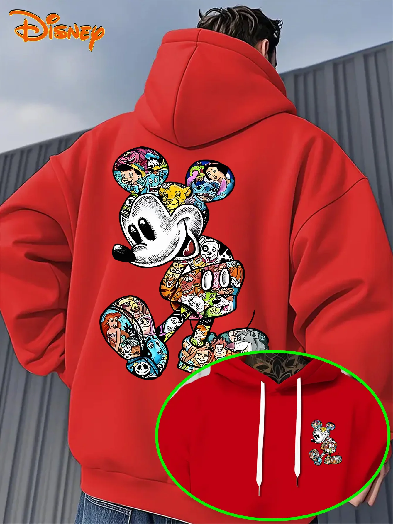 ديزني ميكي ماوس الرجال هوديي الخريف الشتاء عارضة للجنسين البلوز البلوز رياضية الملابس هودي المتضخم الشارع الشهير