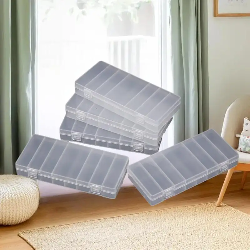 1/3/5Pcs Hard Container Holder Case 8 Slots Transparent Plastic Battery Storage Box For AAA/AA Battery Organizer Accessories