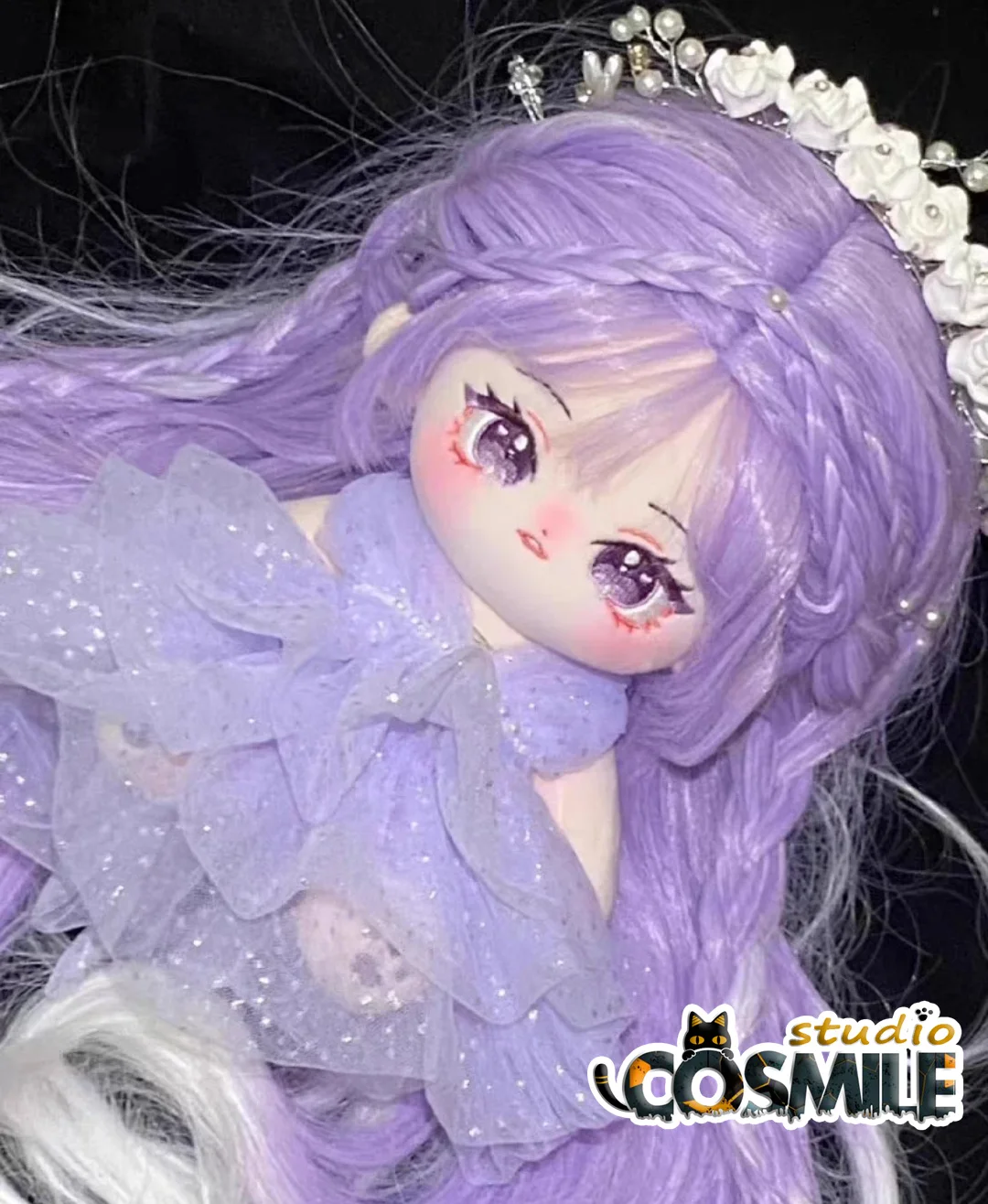 

Cosmile Wisteria Mermaid Princess Purple Long Hair Wig Ancientry Stuffed Plushie 20cm Plush Toy Doll Body Toy Limited Sa XY