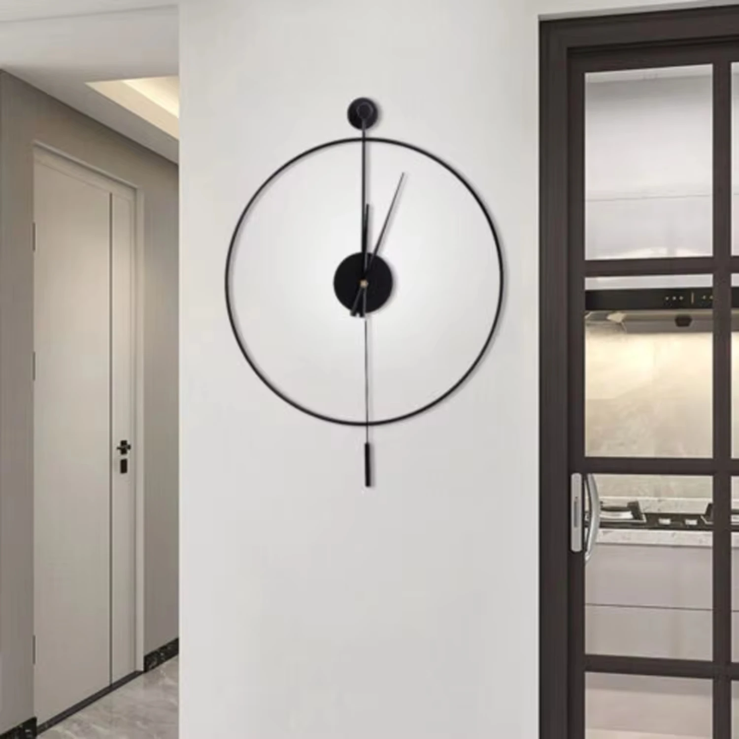 

20in Black/gold Modern Round Wall Clock Classical Stylish Metal Decor Accurate Time Hanging Clock Without Numbers Low Noise