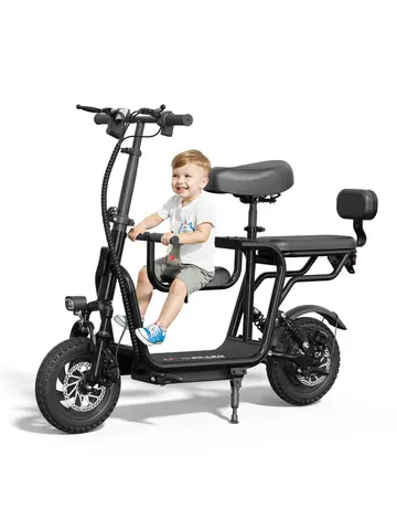 Trottinette électrique 48 V avec siège pour adultes, avec moteur de puissance maximale de 750 W, portée de 18,75 MPH et 20 milles, freins à double disque