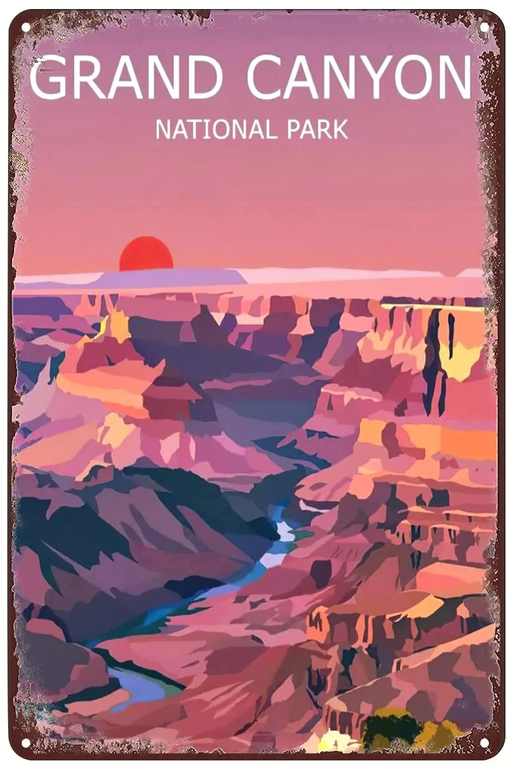 1PCS,Vintage Metal Signs Grand National Park Arizona Travel Poster City Trip Landscape Cliff Sunset Tin Sign Wall Art Decor Pl