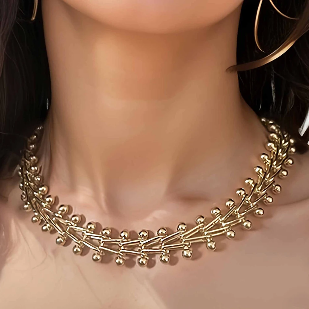 

ZAA Personalized Women Jewelry Vintage Metal Ball Chain Necklaces Punk Choker Fashion Holiday Party Accessories Trend Gifts