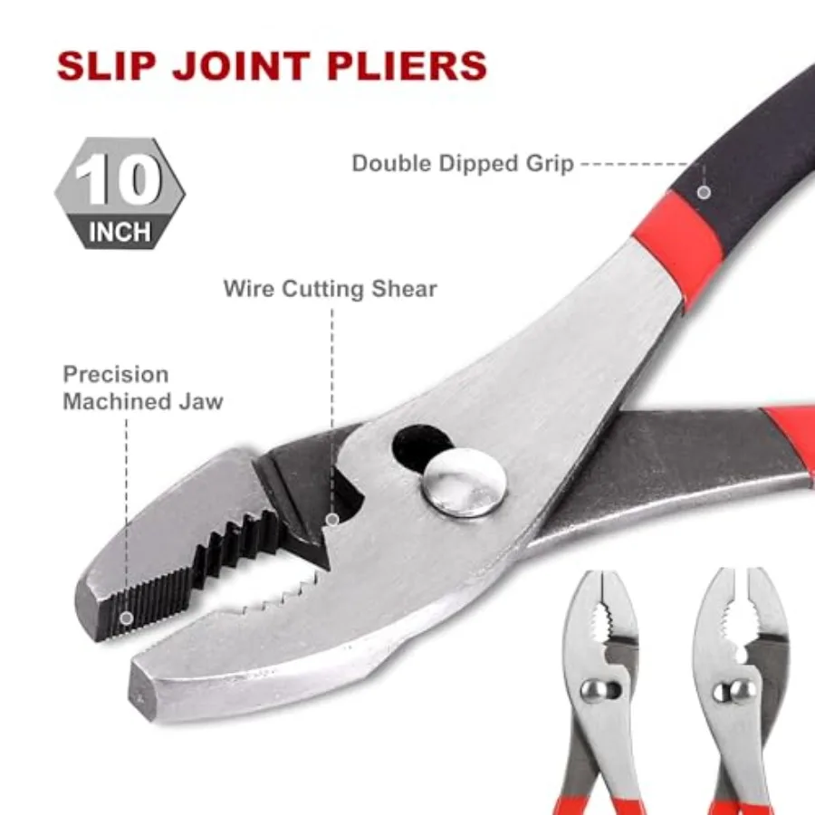 자동차 수리, 배관, 전기 작업 및 일반 유지보수를 위한 6피스 유틸리티 플라이어 및 렌치 세트, 10인치 그랜드 포함