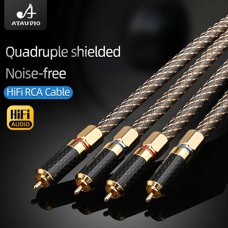 QED One Pair  HiFi RCA Audio Cable OFC Mixed 99.9999% Silver 2 RCA Male to 2RCA Male Cable for Amplifier Mixer Speaker