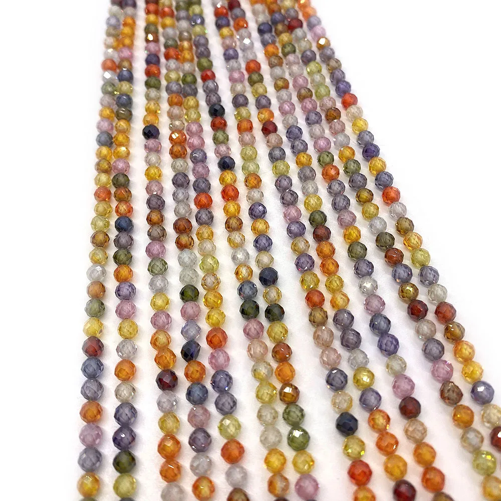 Natural Stone Zircon Loose Beads 2mm3mm4mm Facet Round Beads for Jewelry Making DIY Necklace Bracelets Beaded Accessories 15\'\'