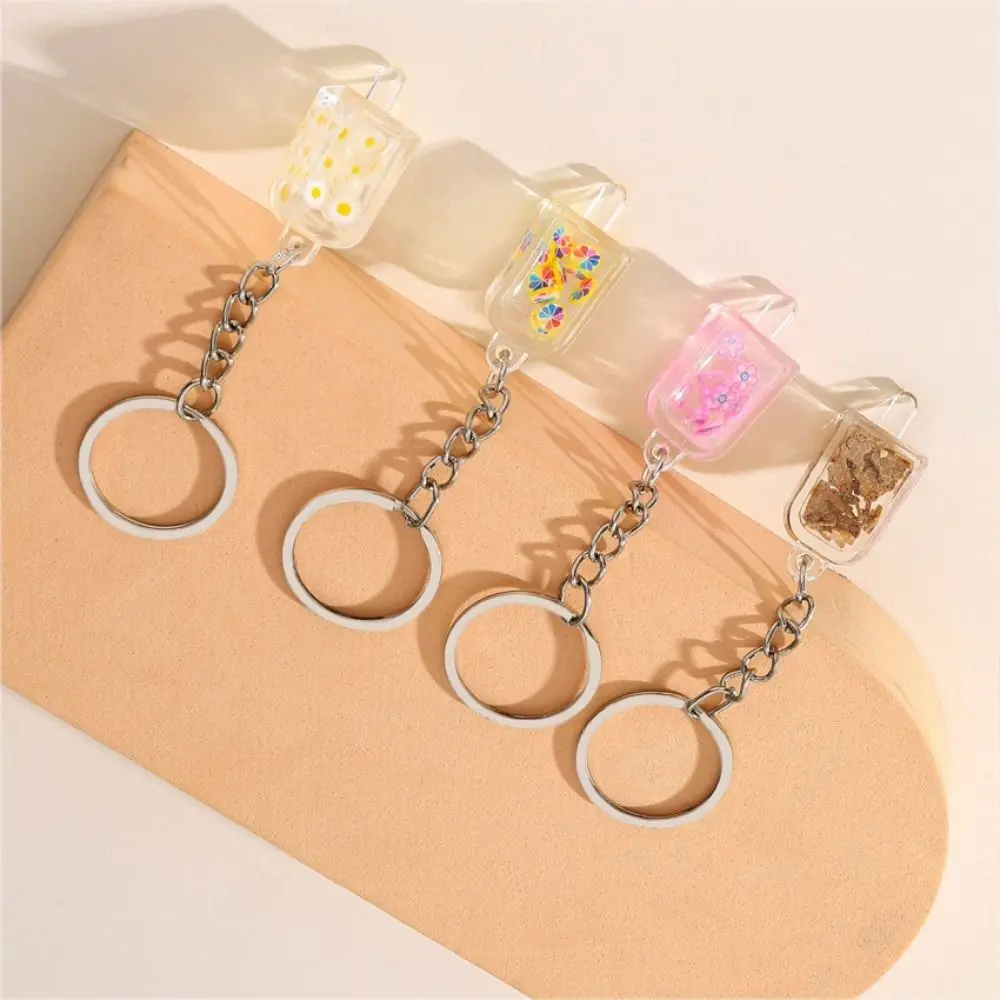 Grape Pendant Glow Cup Fruit Ice Cream Keychain Acrylic Pendant Slice Flower Slice Keyring Fashion Creative Car Keychain