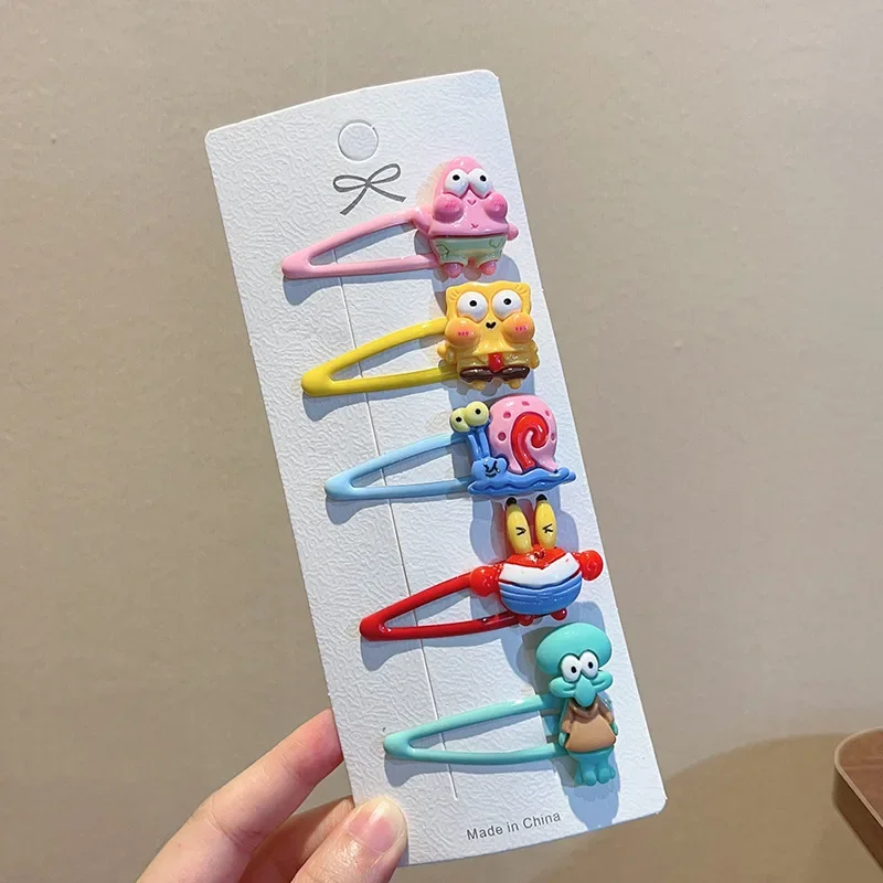 SpongeBob Patrick Star Hairpin Hair Rope Cartoon Anime Hair Clip Girl Hairband Bb Clips Kawaii Hair Accessories Kid Headwear