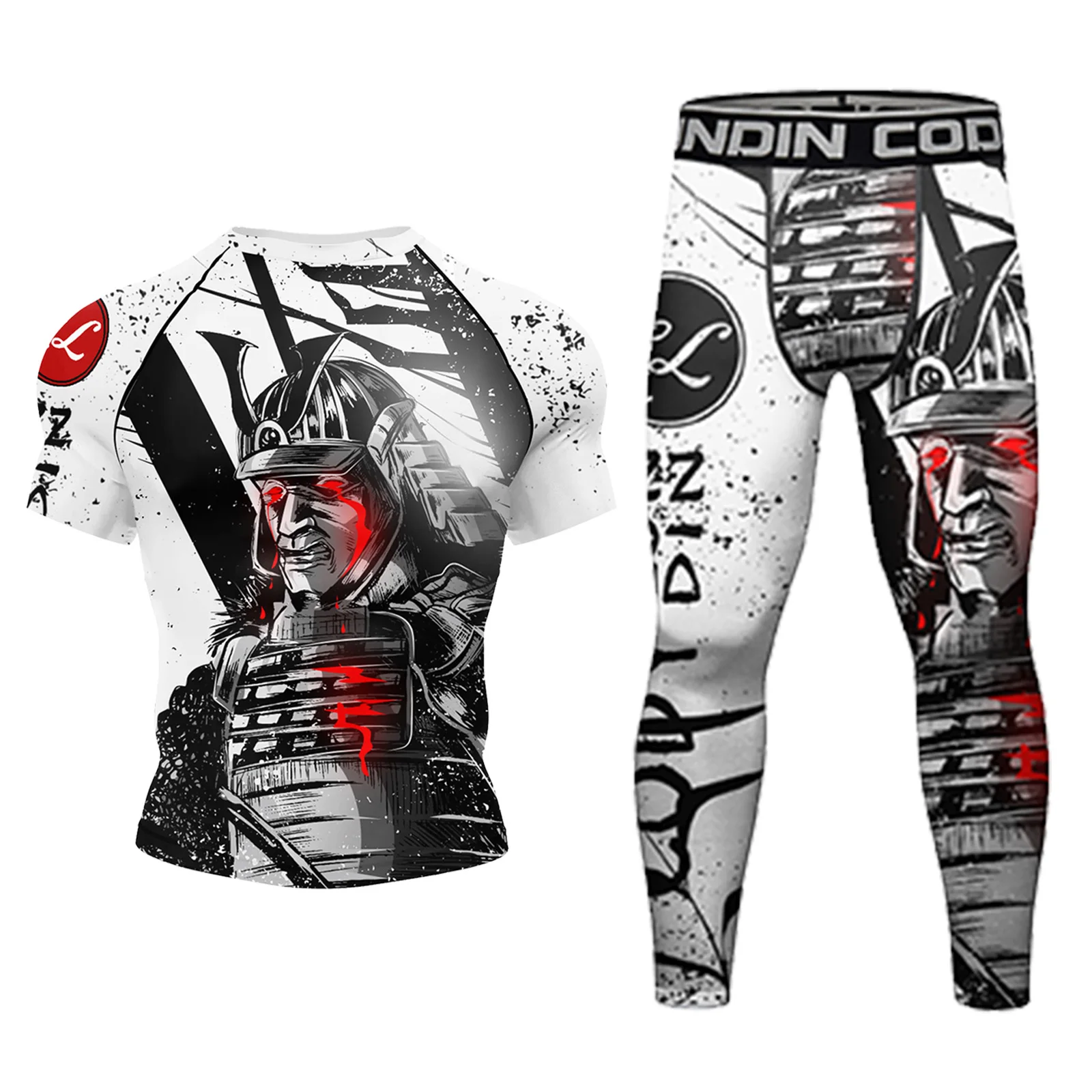 4 w 1 MMA Rashguard Jiu Jitsu T-shirt + spodnie zestawy treningowe męskie aktywne spodenki Muay Thair Bjj odzież bokserska Rash Guard odzież sportowa