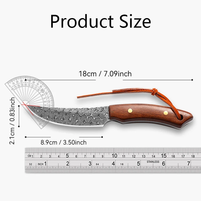 Damascus Pattern High Hardness Sharp Boning Knife BBQ Meat Cutting Knife Portable Outdoor Camping Cutter Tool Fishing Knives