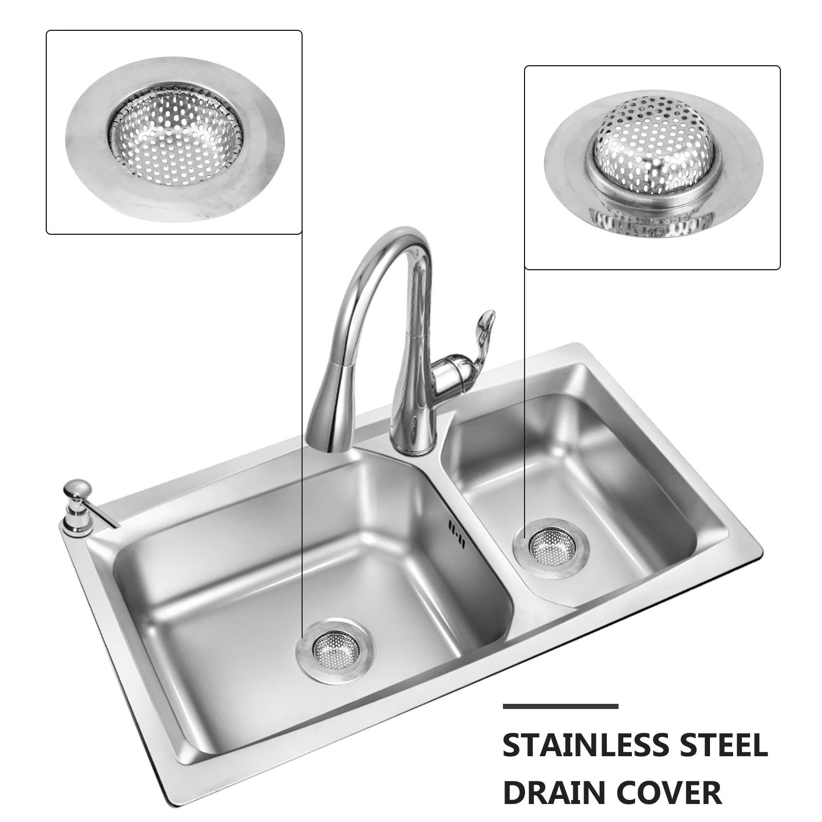 

2pcs Stainless Steel Drain Cover Bathroom Sink Filter Hair Catcher Shower Bathtub Strainer Kitchen Waste Protector