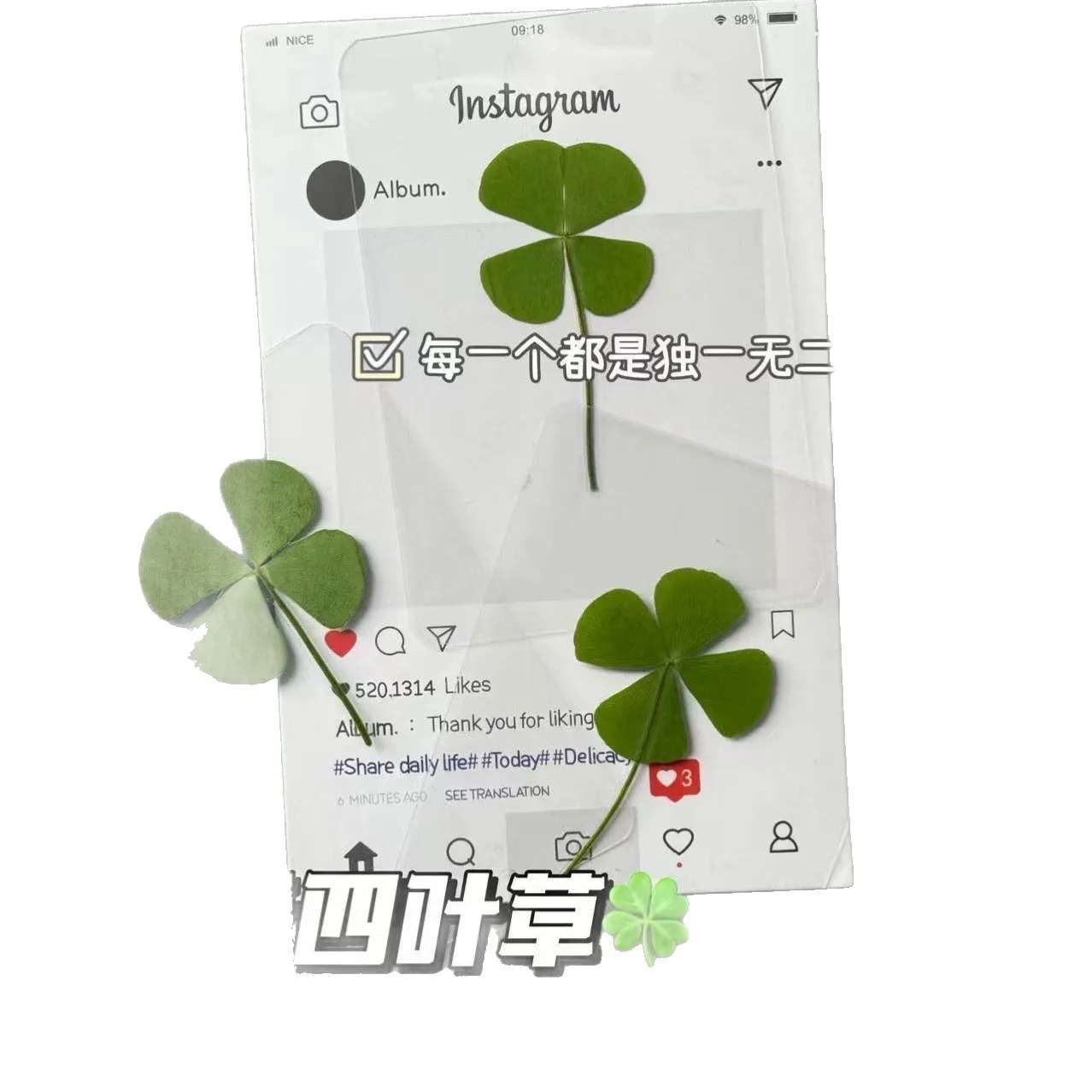 5/10Pcs Clover Bookmark Transparent Wish Card with Lucky Printing Postcard Design for Book Lovers Reading Journal Planner Decor