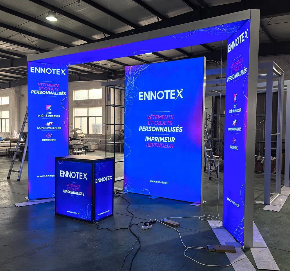 Custom Trade Show Displays Seg Fabric Led Light Box Backlit Modular Exhibit Booth Stand Companies