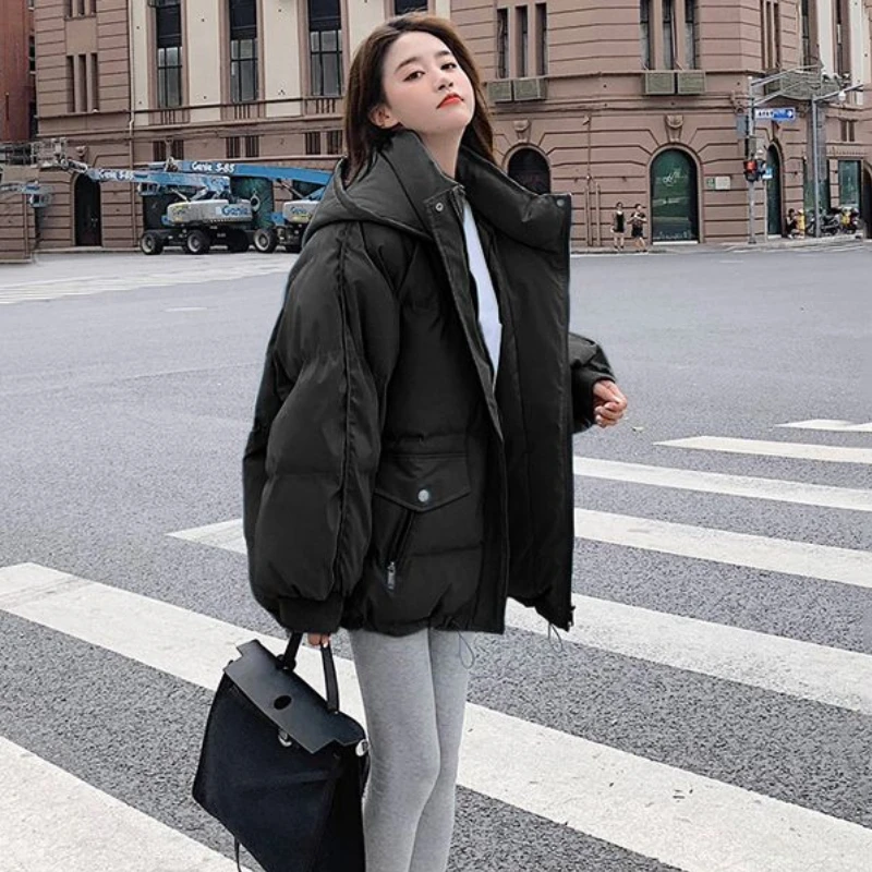 Fur-Neck Parkas Women Hooded Warm Thicken Winter Coats Student Kpop Fashion Clothing Baggy Teens Designer Куртка Женская Зимняя