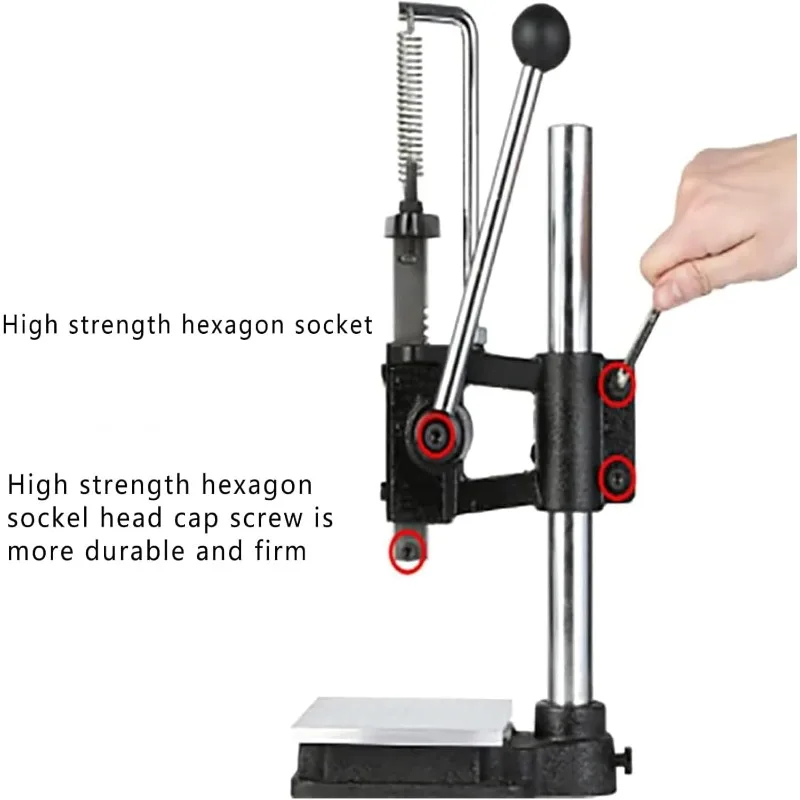 Taponadora de Perfume Manual, máquina taponadora de prensa inoxidable de 1mL/2mL/13-15mm/20mm con mango antideslizante, prensa de altura de soporte ajustable