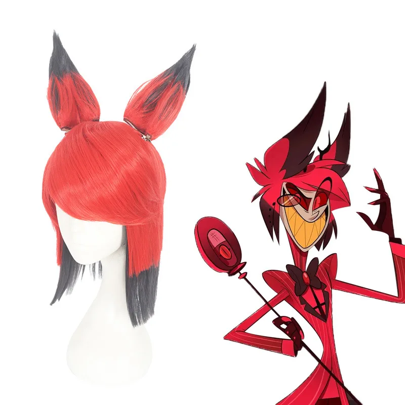 Xiu Dan Hazbin Hotel Inferno Hotel Transmissão Diabo ALASTOR Peruca Cosplay 449A