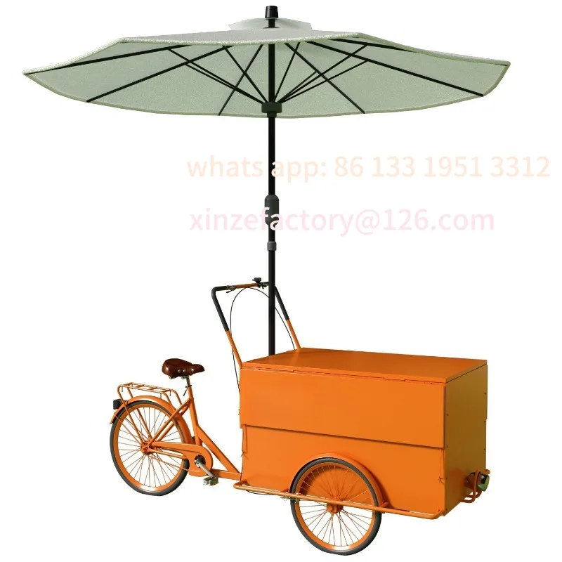 

Snack truck stall night market three-wheeled cart with umbrella movable float shopping mall stall selling goods coffee cart trol