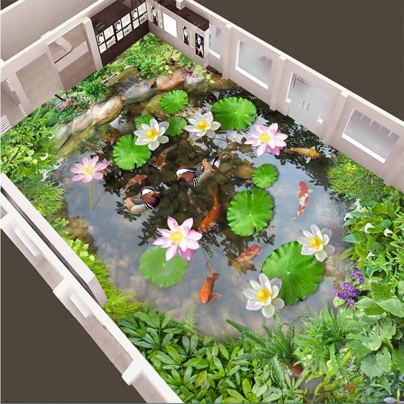beibehang Custom 3D floor wallpaper a Wang pool of water Bibo Tam 3D floor vinyl floor waterproof self - adhesive wallpaper