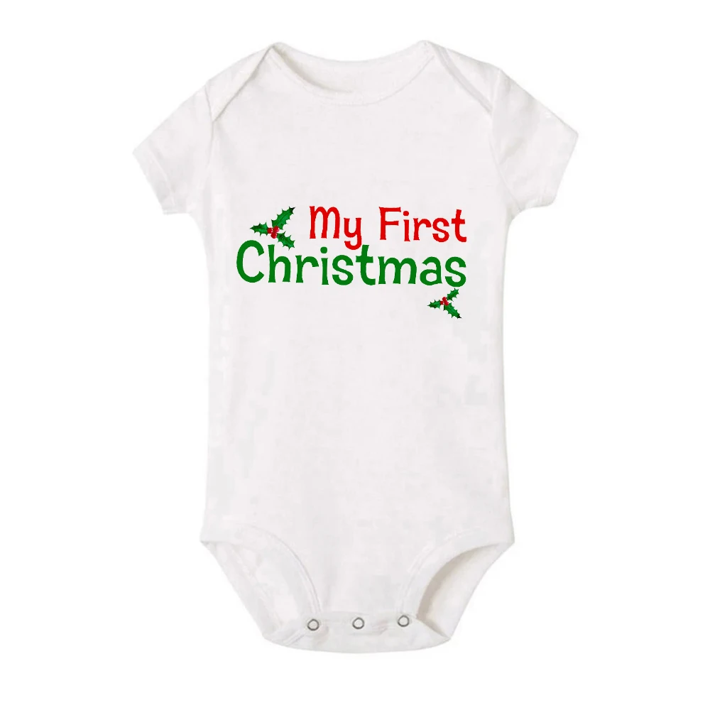 It Is My First Christmas Baby Short Sleeve Romper Toddler Baby Boy Girl Clothes Outfit Bodysuit Newborn Ropa Xmas Best Gifts