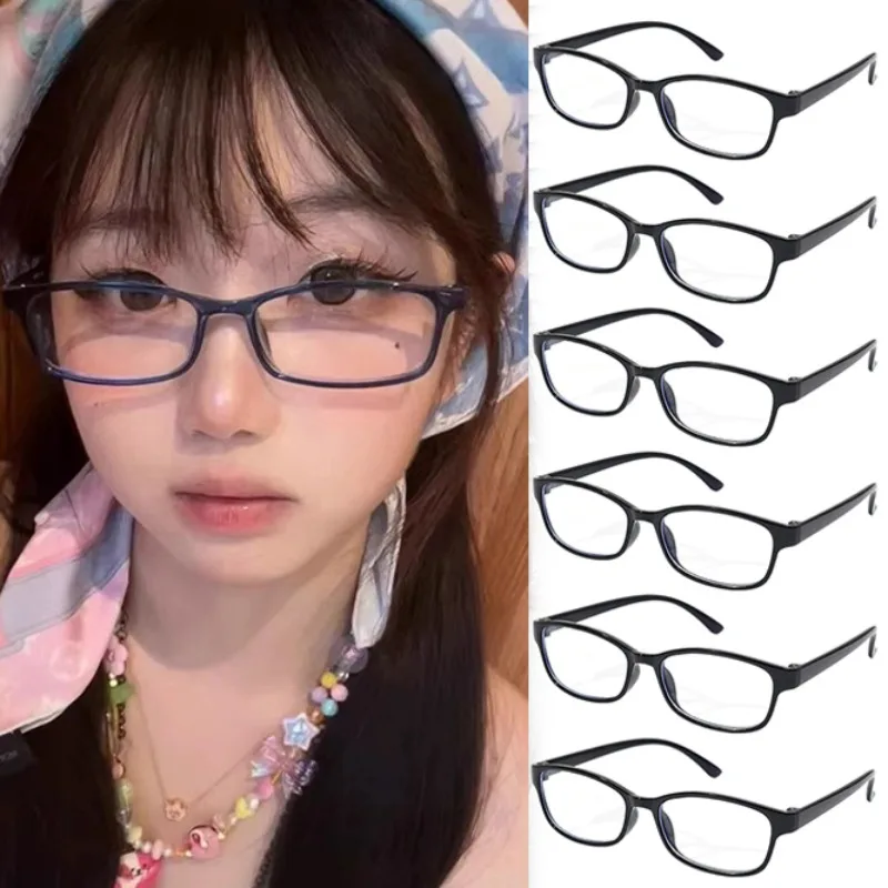 여성용 레트로 블랙 스퀘어 프레임 안경, 간단한 안티 블루 라이트 안경, 데일리 다목적 좁은 프레임 안경, 패션 액세서리
